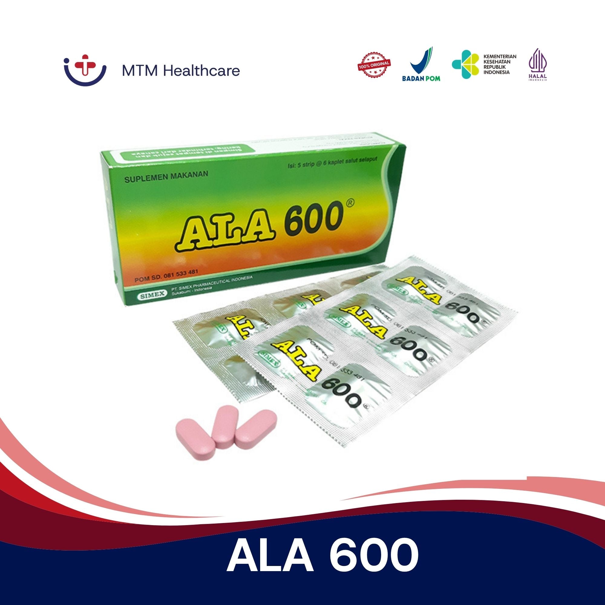 ALA 600 Box Isi 30 Tablet Vitamin Suplemen