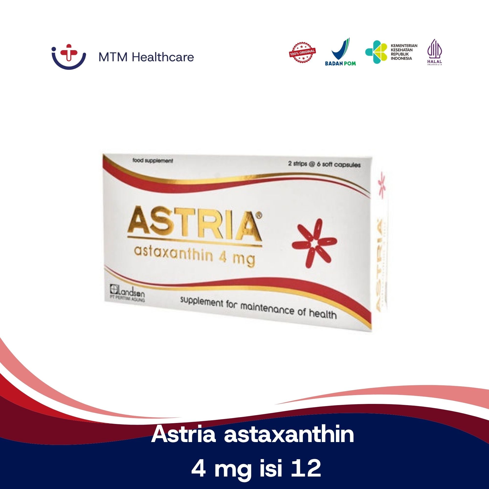 Astria astaxanthin 4 mg isi 12 suplemen vitamin