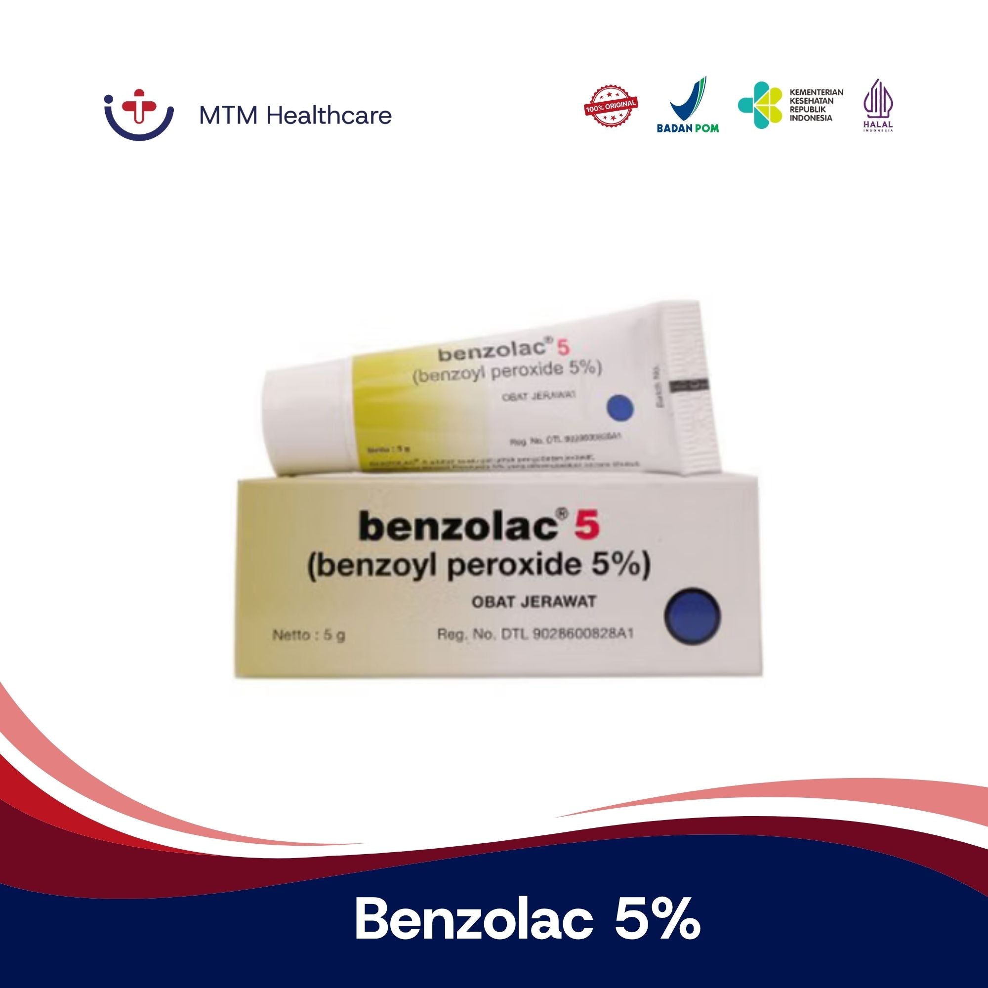 Benzolac 5% Gel Tube Obat Jerawat