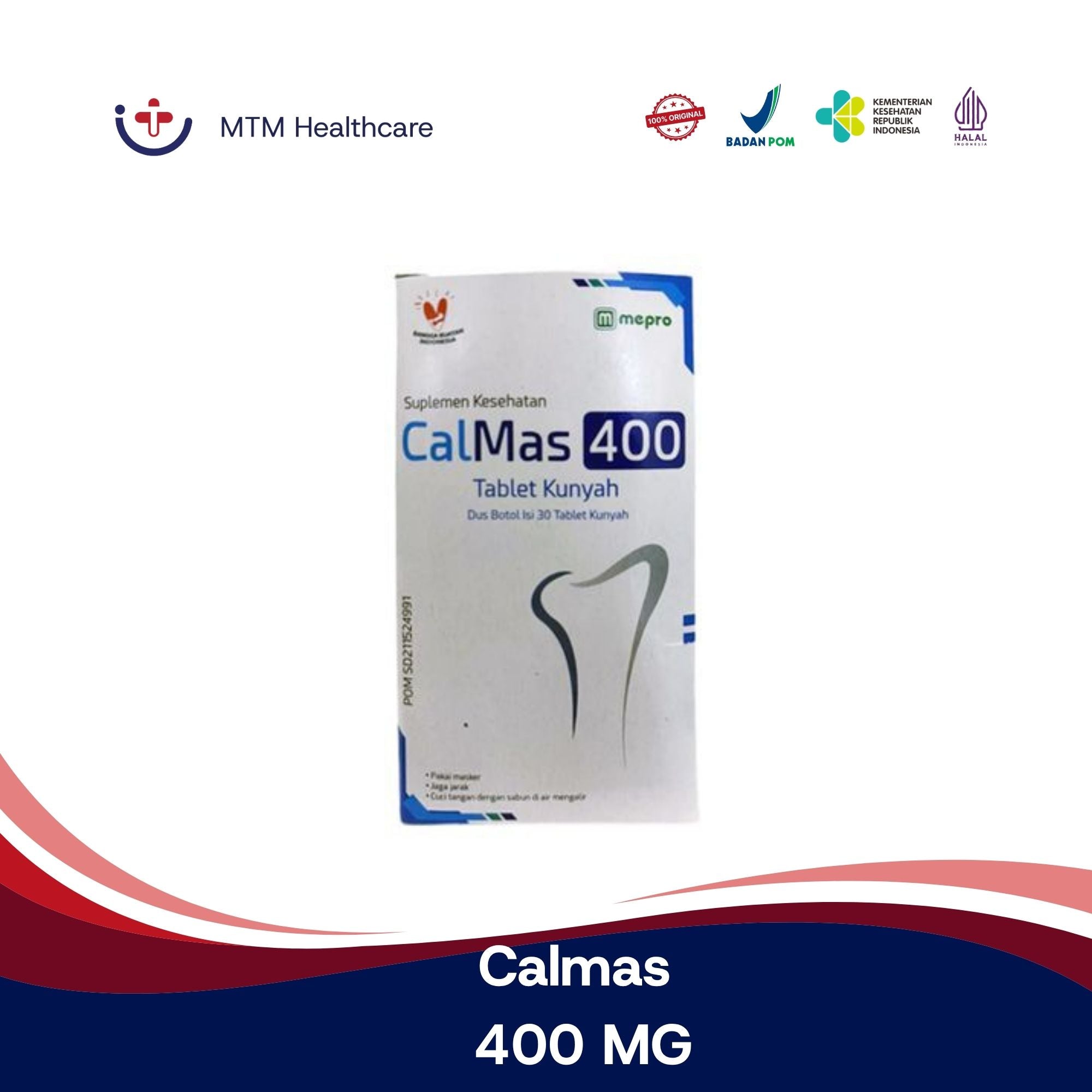 Calmas 400 MG Botol Isi 30 Tablet Kunyah