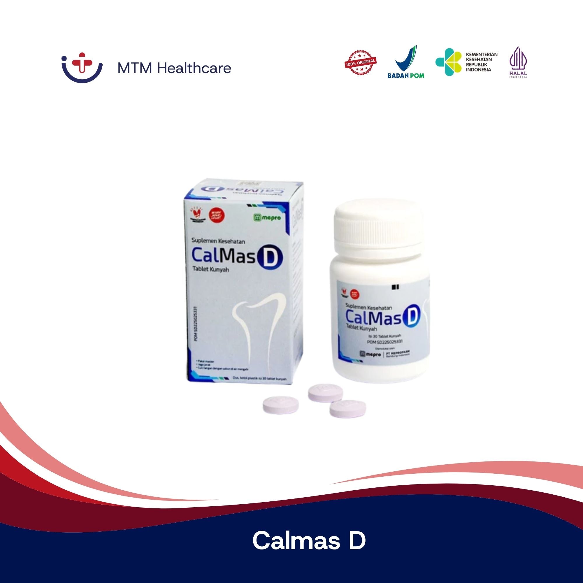 Calmas D Isi 30 Tablet / Vitamin D 400 IU + Calcium