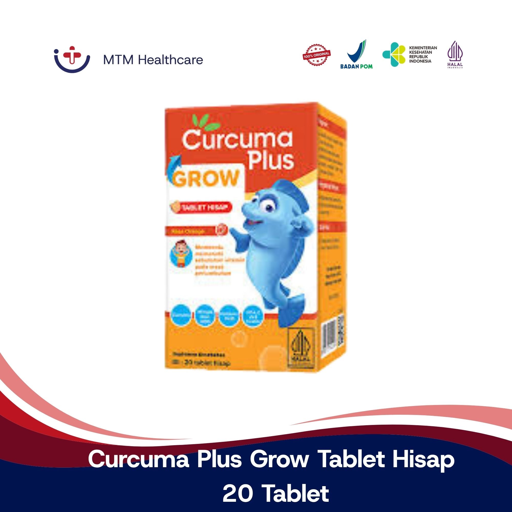 Curcuma Plus Grow Tablet Hisap 20 Tablet Vitamin Suplemen