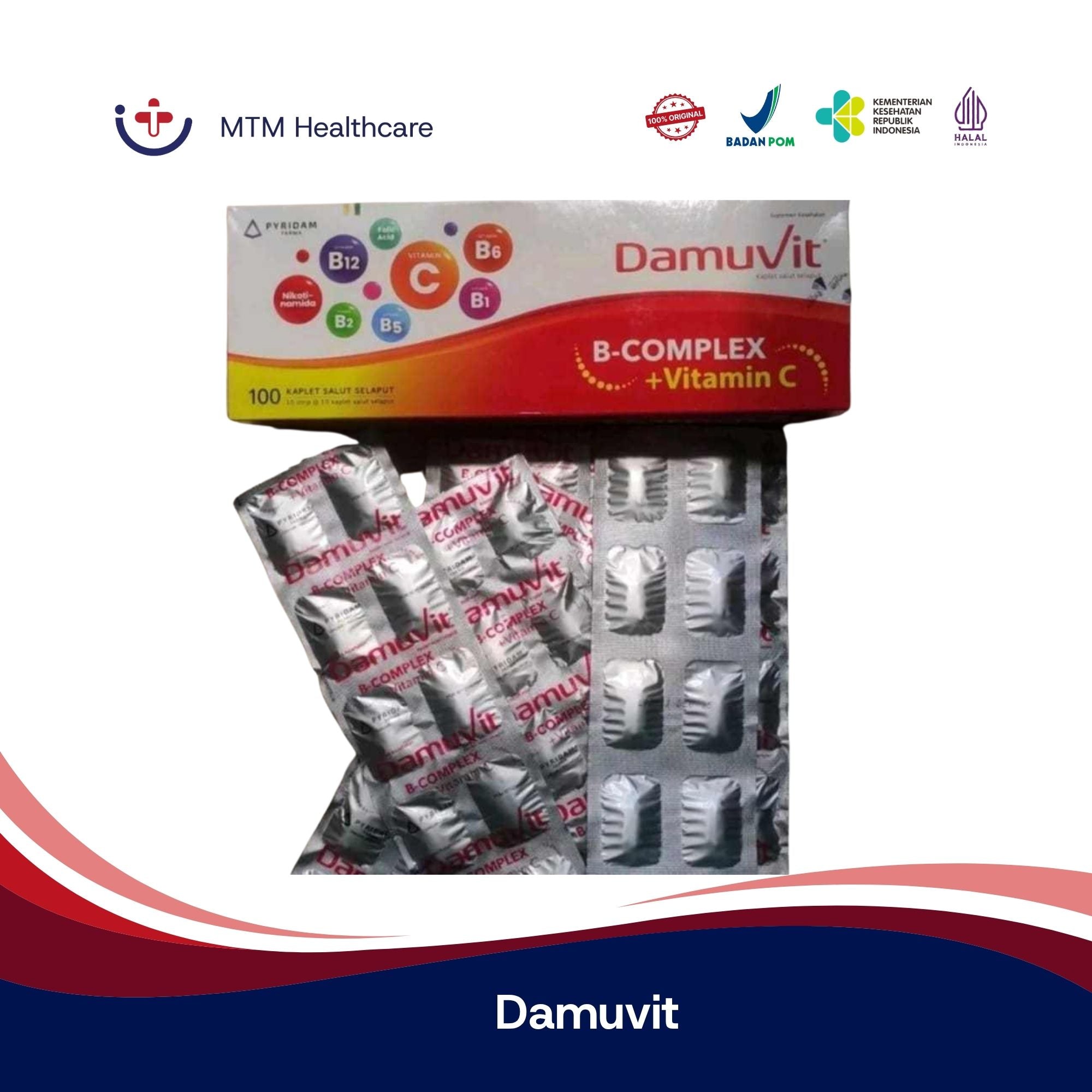 Damuvit Vitamin B Kompleks Vitamin C Isi 100 Tablet Box
