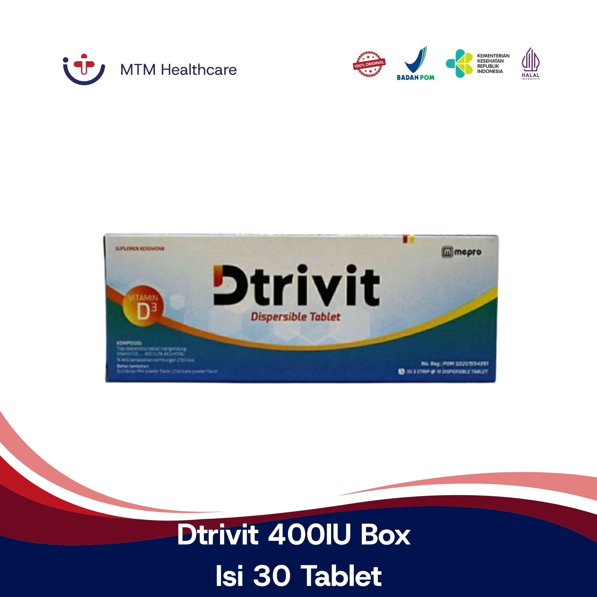 Dtrivit 400IU Box Isi 30 Tablet Vitamin Suplemen