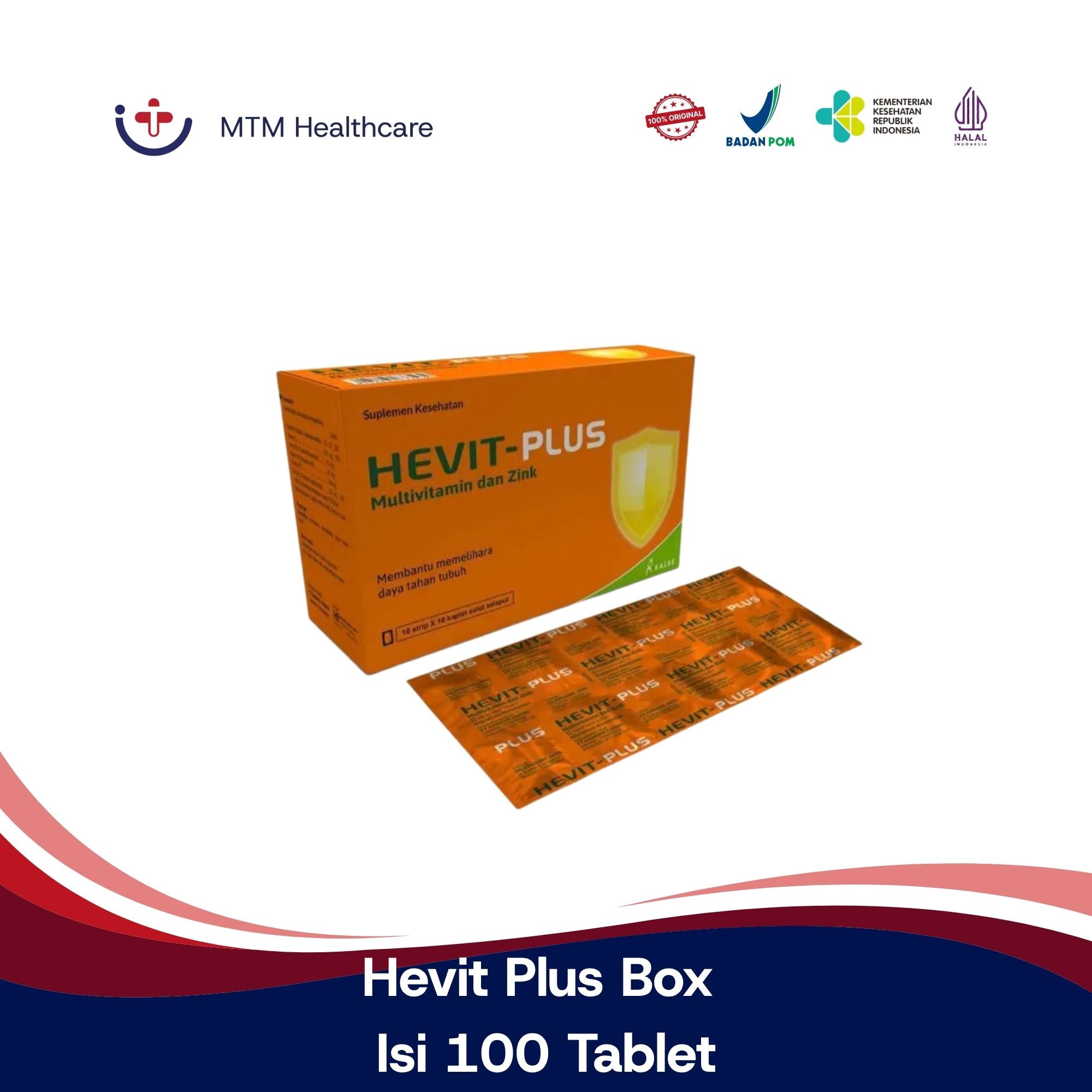 Hevit Plus Box Isi 100 Tablet Vitamin Suplemen