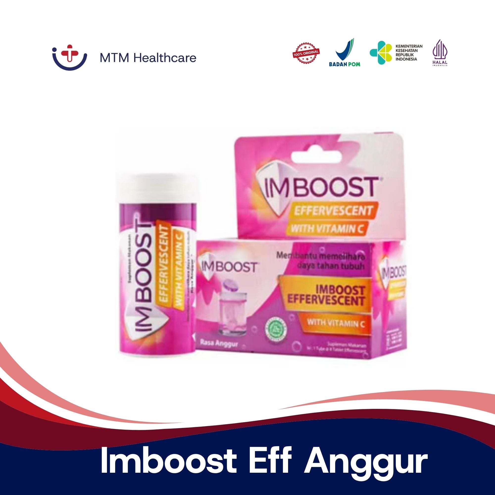 Imboost Effervescent With Vitamin C Rasa Anggur Isi 8 Tube