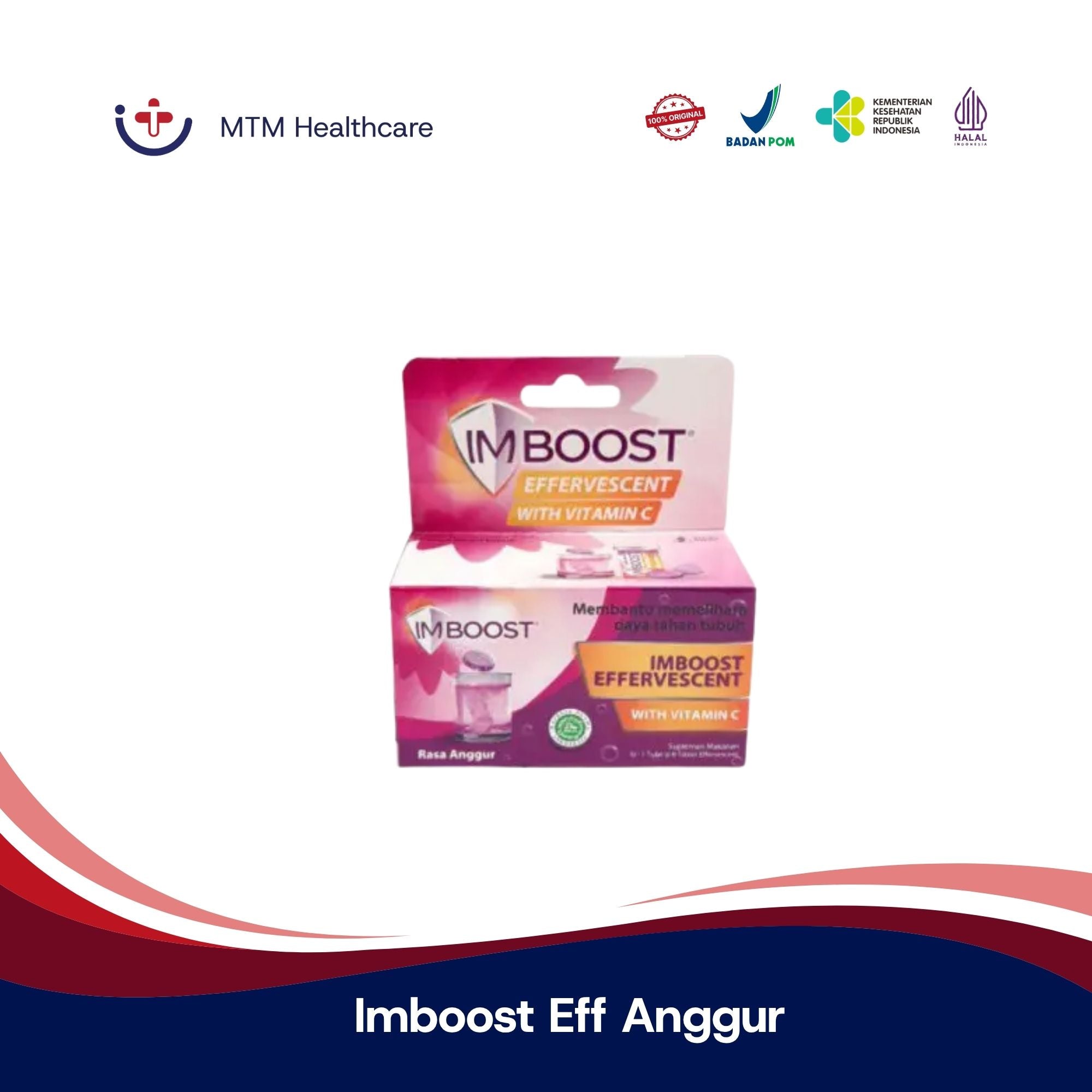 Imboost Effervescent With Vitamin C Rasa Anggur Jeruk Isi 8 Tube