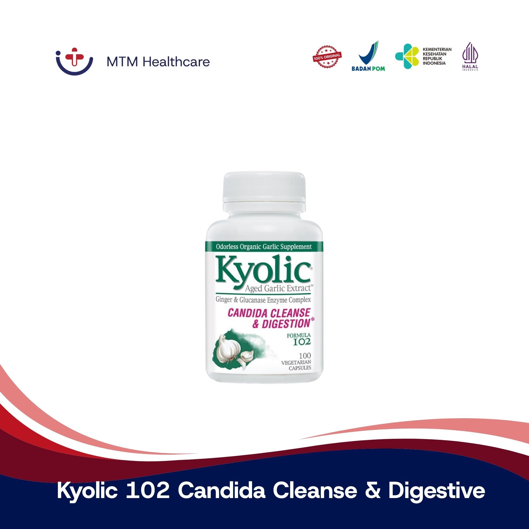 Kyolic 102 Candida Cleanse & Digestive Isi 100 BPOM Multivitamin