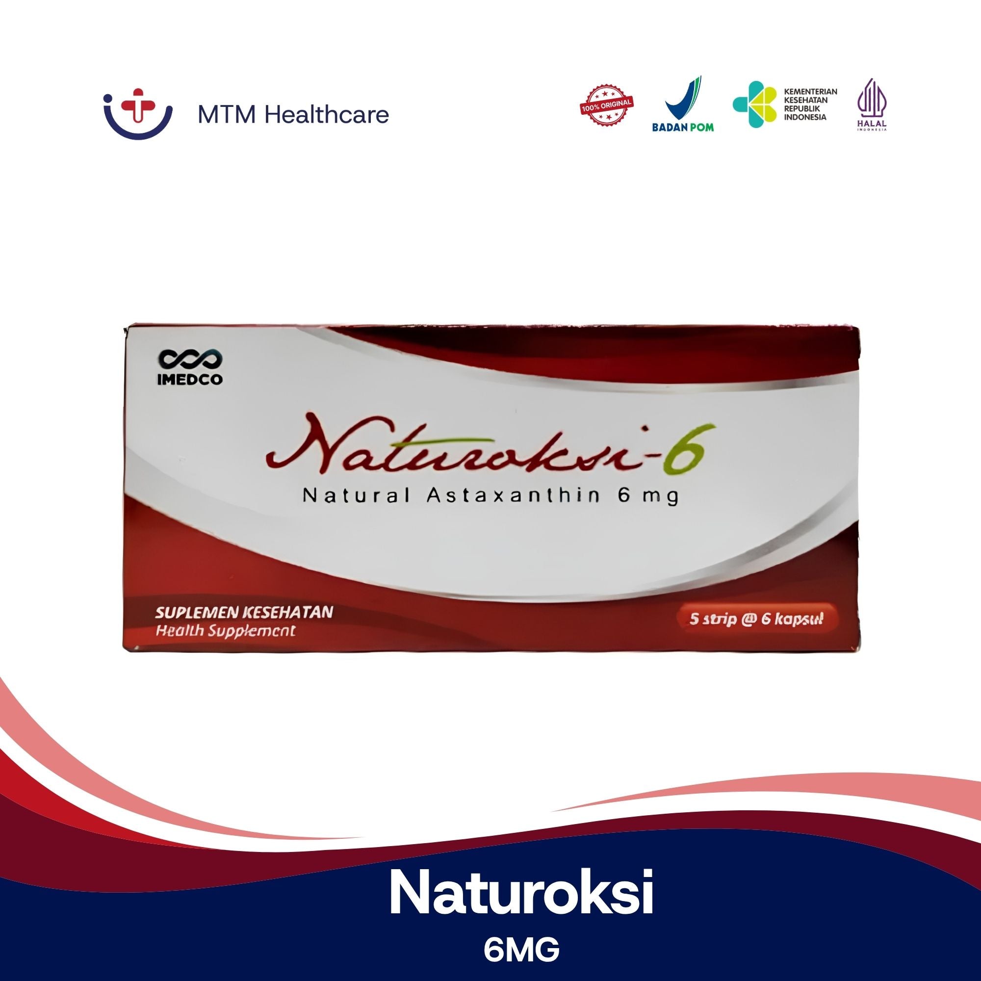 Naturoksi Astaxanthin 6MG Box Isi 30 Tablet Vitamin Suplemen