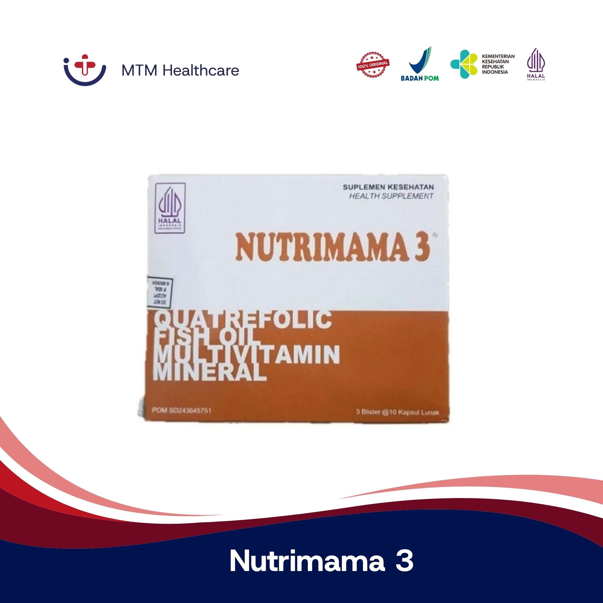 Nutrimama 3 Box Isi 30 Tablet Vitamin Suplemen