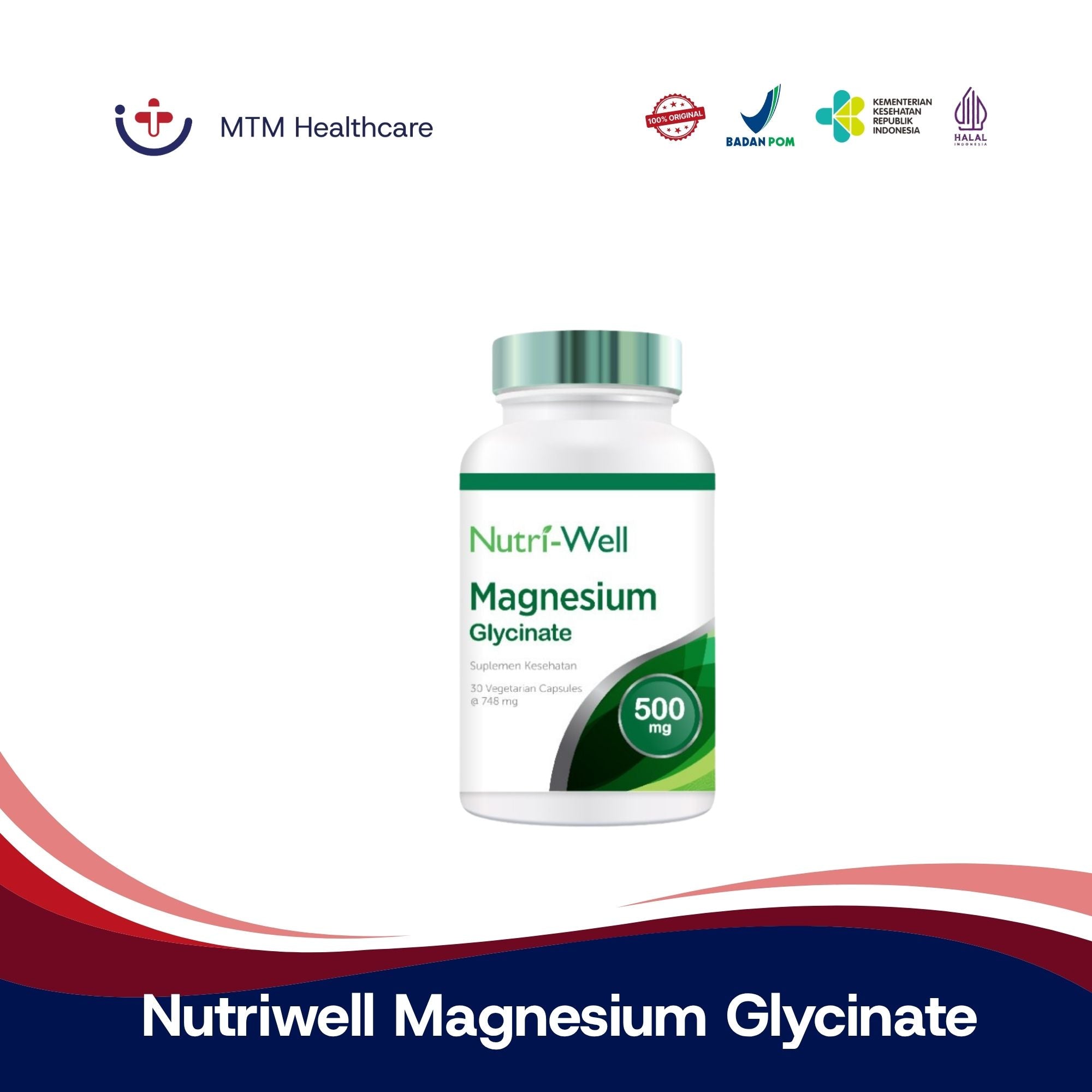 Nutriwell Magnesium Glycinate Botol Isi 30 Kapsul