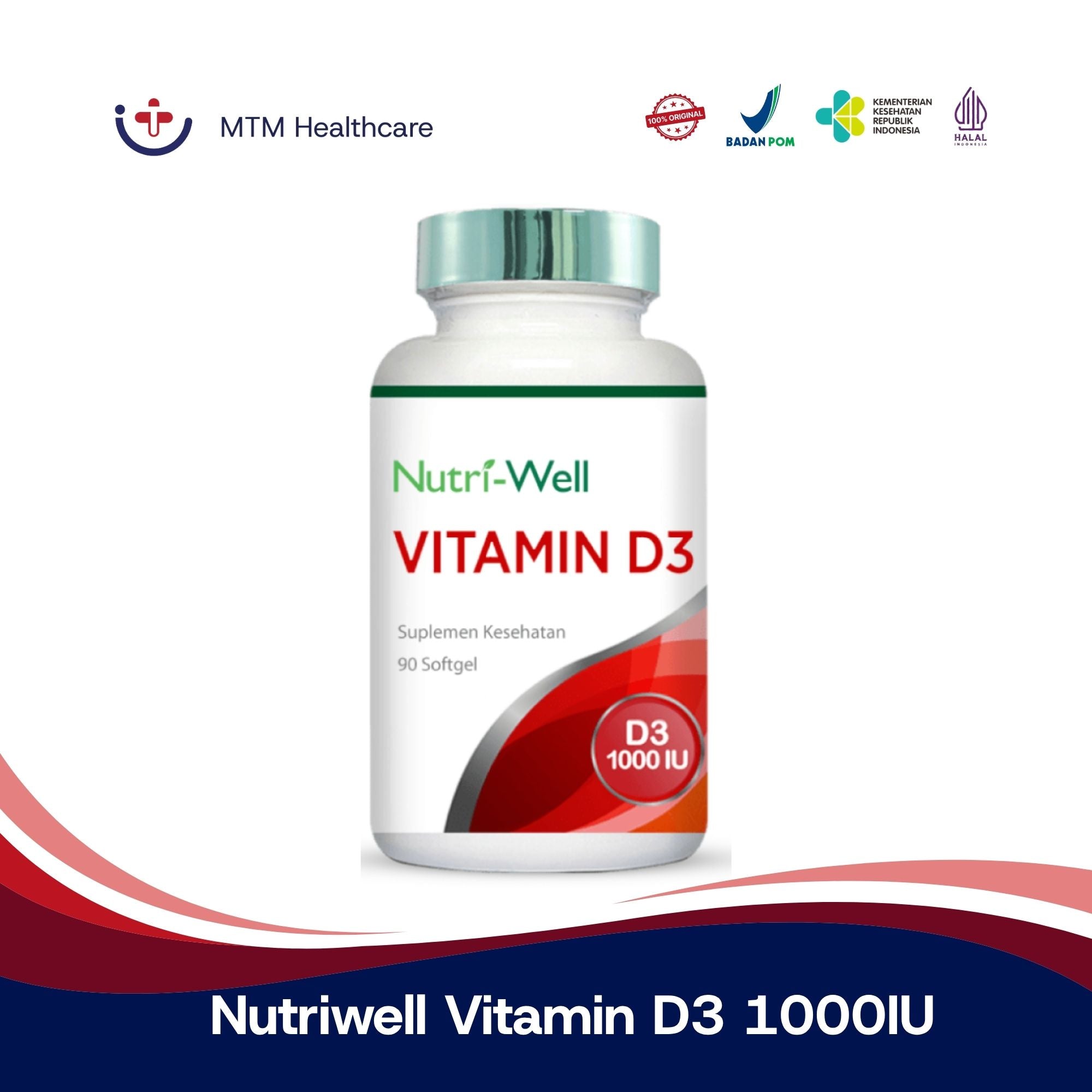 Nutriwell Vitamin D3 1000IU BPOM 90 Softgels Multivitamin Kesehatan