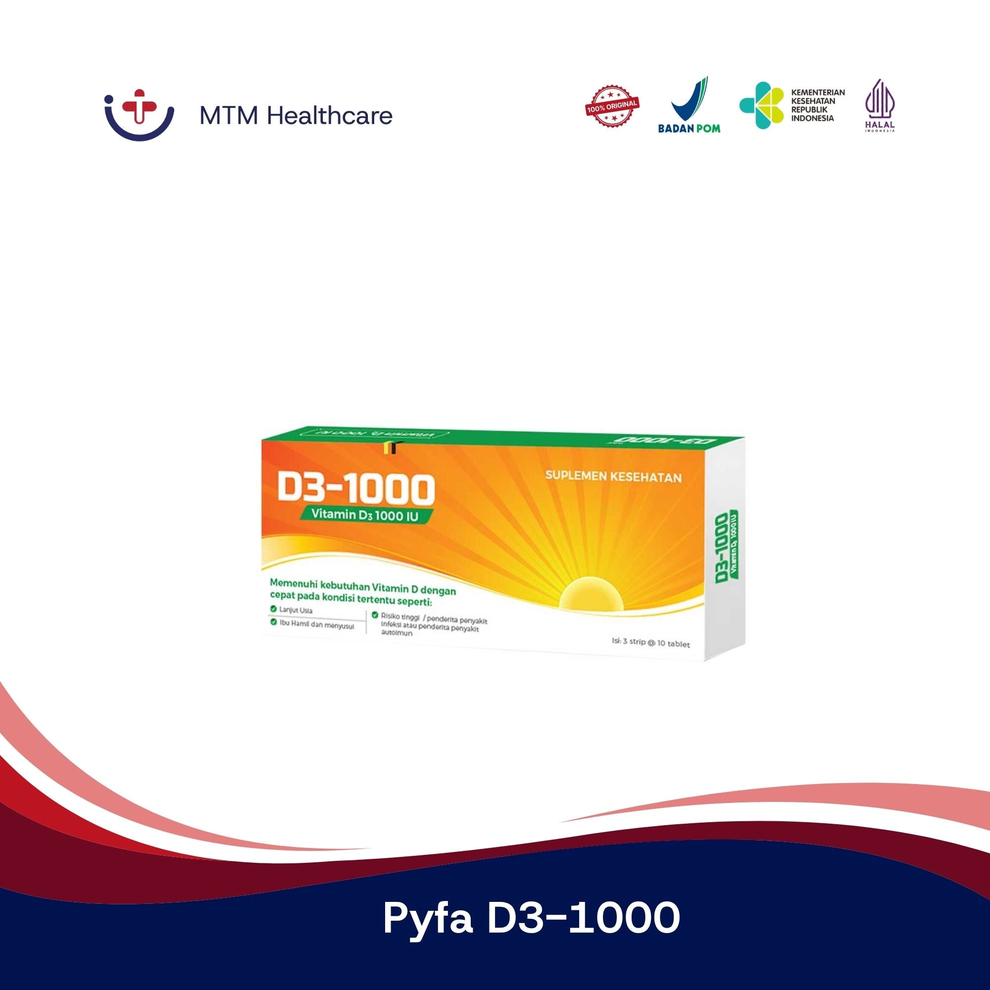 Pyfa D3-1000 Box Vitamin Suplemen Isi 30 Tablet