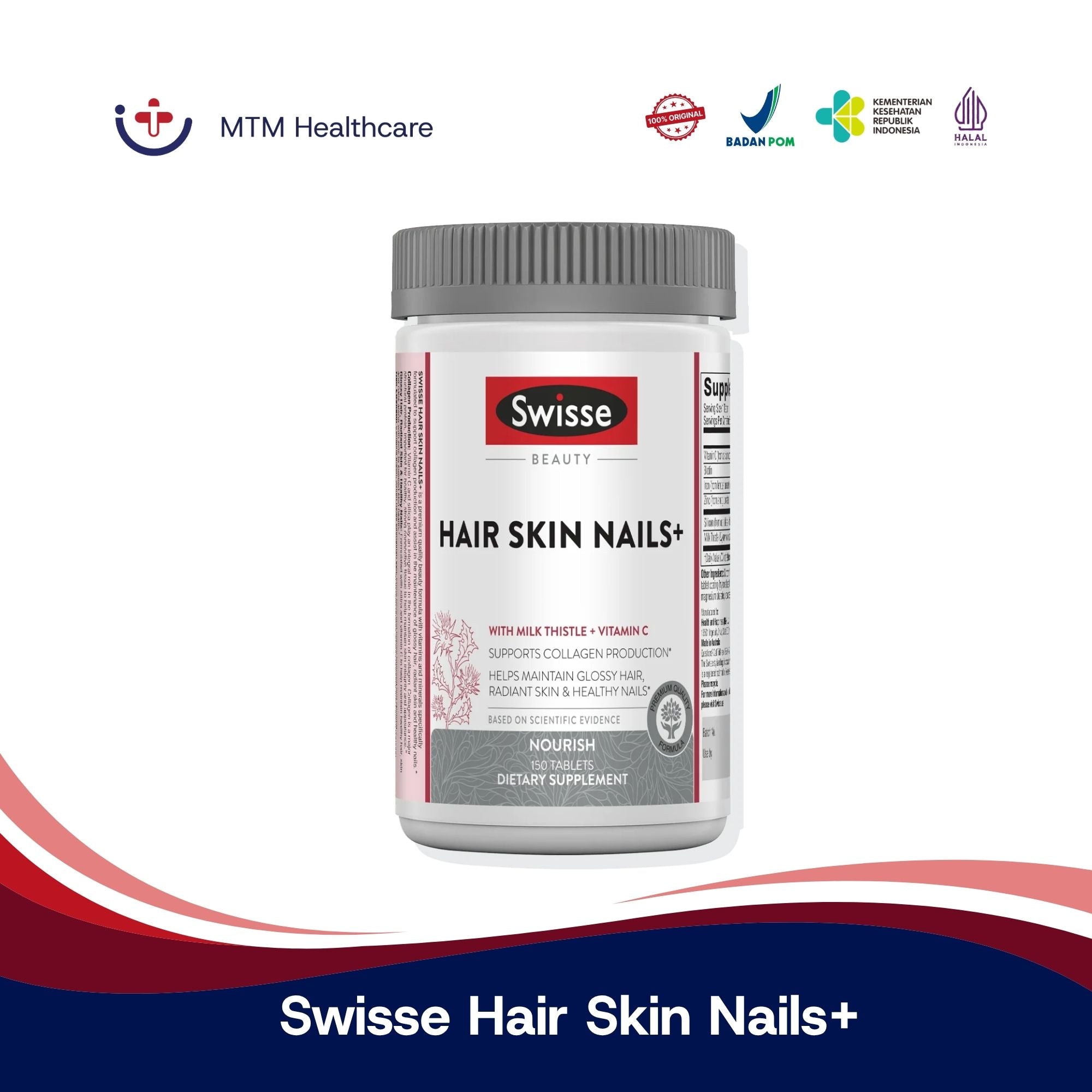 Swisse Hair Skin Nails+ Isi 60 Tablet Original Australia