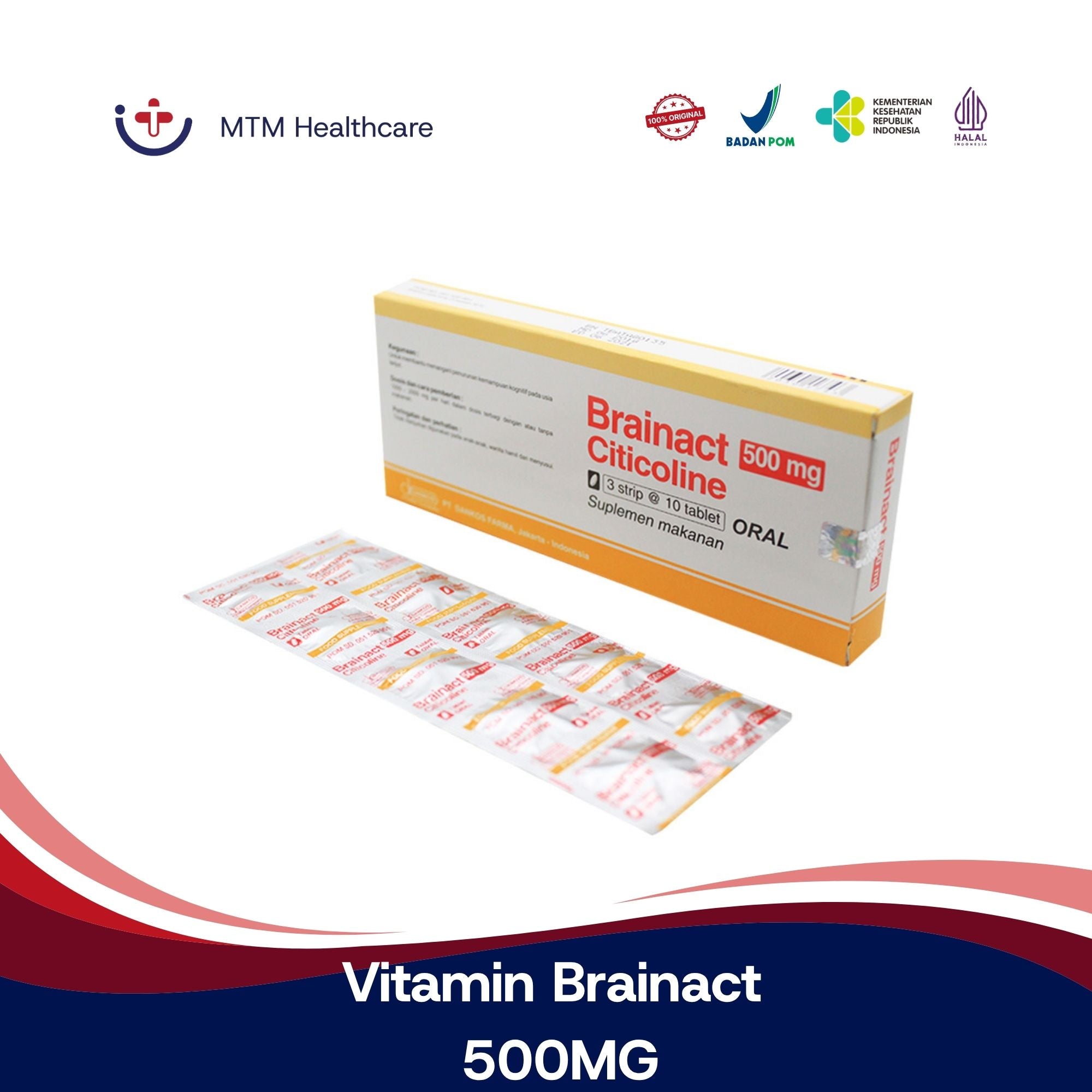 Vitamin Brainact 500 MG Box Isi 30 Tablet Suplemen