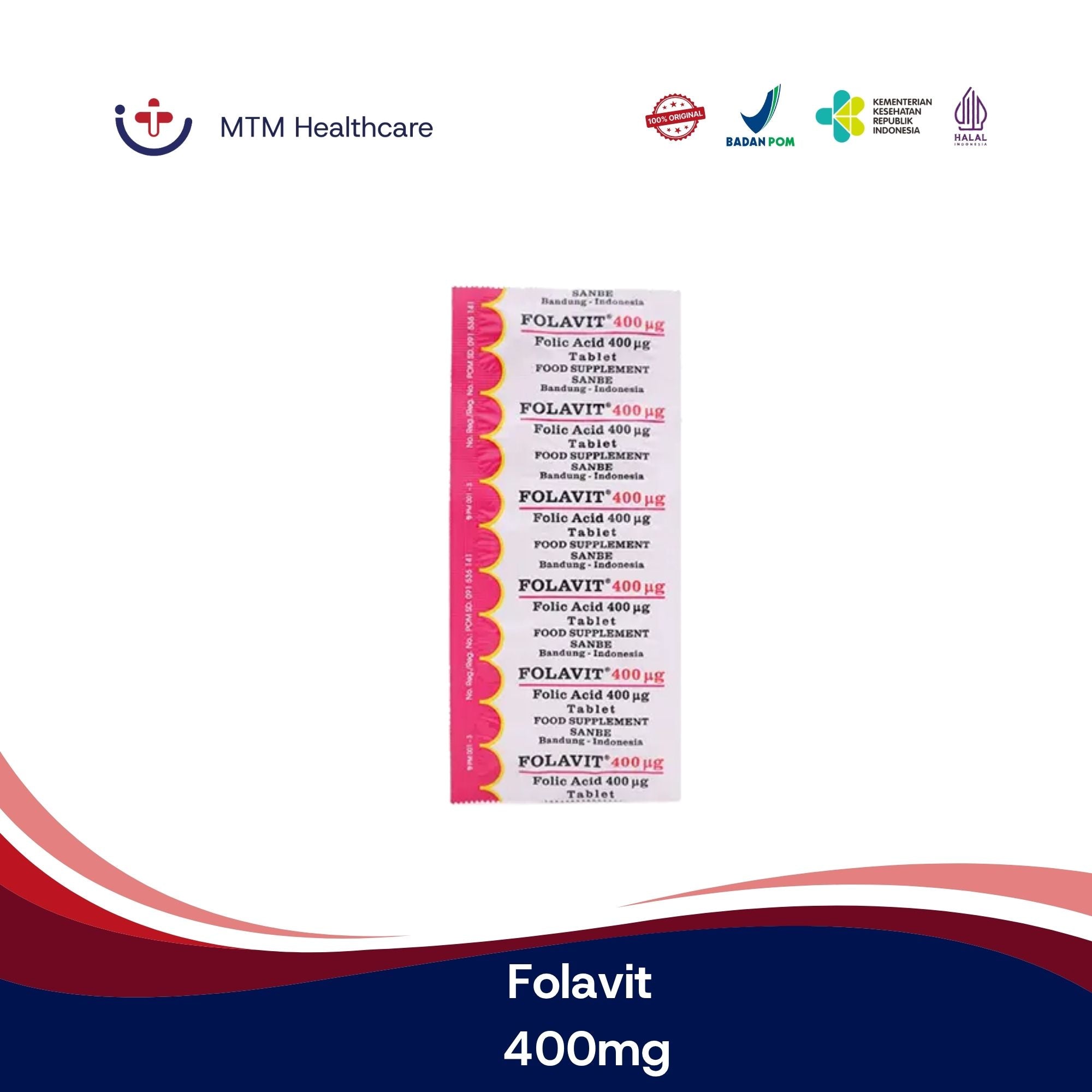 Folavit 400 Mcg Strip Isi 10 Suplemen Vitamin